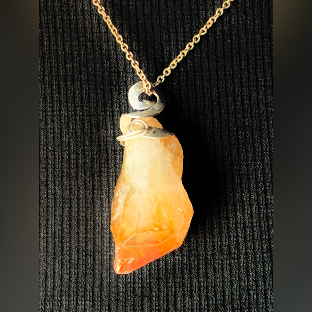 Raw Citrine Crystal Pendant